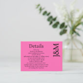 Minimalist Hot Pink Magenta Enclosure Details Card Begleitkarte (Stehend Vorderseite)