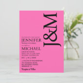 Minimalist Hot PInk Magenta QR Code Wedding Einladung (Stehend Vorderseite)