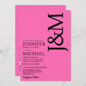 Minimalist Hot PInk Magenta QR Code Wedding Einladung (Vorne/Hinten)