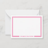 Minimalist Hot Pink Two Border Monogram Mitteilungskarte (Vorderseite)
