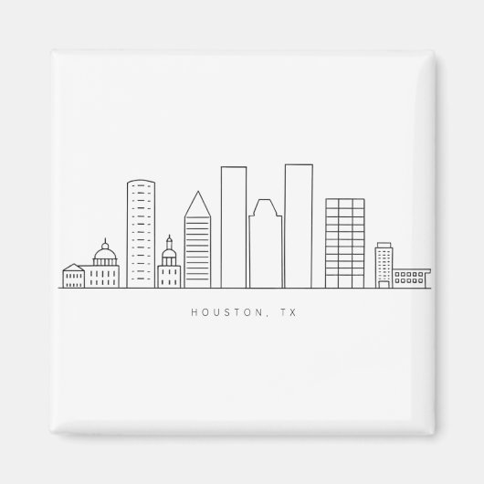 Minimalist Houston City Skyline Illustration Magnet (Vorne)
