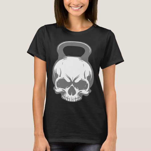 Minimalist Human Skull Kettlebell Simple Fitness R T-Shirt (Vorderseite)