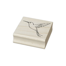 Minimalist Hummingbird Line Art in Flight Gummistempel
