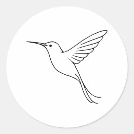 Minimalist Hummingbird Line Art in Flight Runder Aufkleber