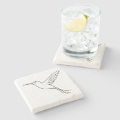 Minimalist Hummingbird Line Art in Flight Steinuntersetzer (Seitenansicht)