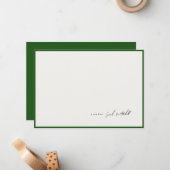 Minimalist Hunter Green Border Personalized Script Mitteilungskarte (Vorderseite/Rückseite Beispiel)