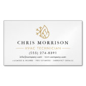 Minimalist HVAC White Gold Modern Magnetische Visitenkarte (Vorderseite)