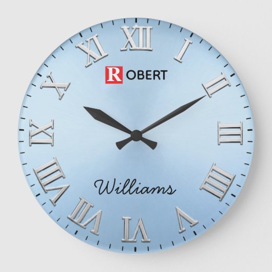  Minimalist Ice Blue Große Wanduhr (Vorderseite)