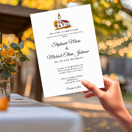 Minimalist Illustration Formal Church Wedding Einladung