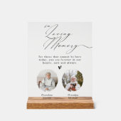 Minimalist  In Loving Memory 2 Photos Wedding Sign Acrylschild (Vorderseite)