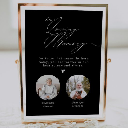 Minimalist  In Loving Memory 2 Photos Wedding Sign Poster