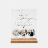 Minimalist  In Loving Memory 3 Photos Wedding Sign Acrylschild (Vorderseite)