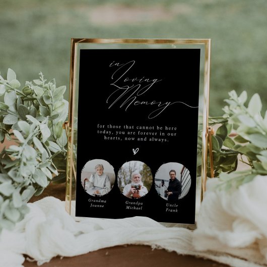 Minimalist  In Loving Memory 3 Photos Wedding Sign Poster