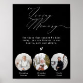 Minimalist  In Loving Memory 3 Photos Wedding Sign Poster (Vorne)