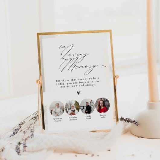 Minimalist  In Loving Memory 4 Photos Wedding Sign Poster