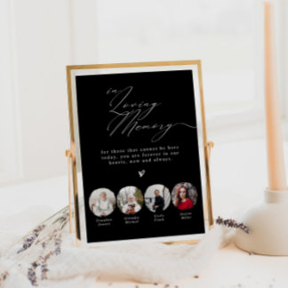 Minimalist  In Loving Memory 4 Photos Wedding Sign Poster