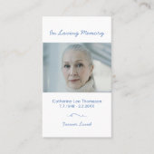 Minimalist In Loving Memory Photo Prayer Card Visitenkarte (Vorderseite)