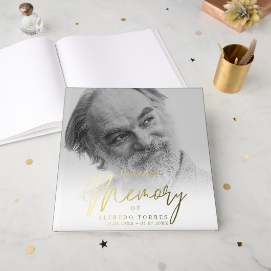 Minimalist In Loving Memory Trauerfeier Gästebuch (Vorderseite Offen)