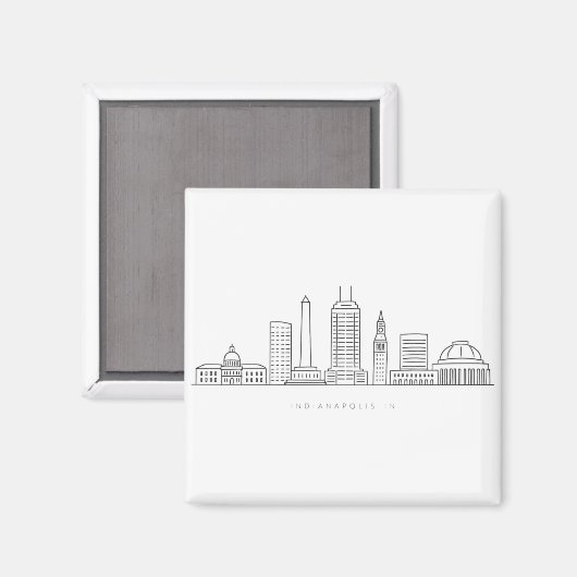 Minimalist Indianapolis Skyline Illustration Magnet (Vorderseite/Rückseite)