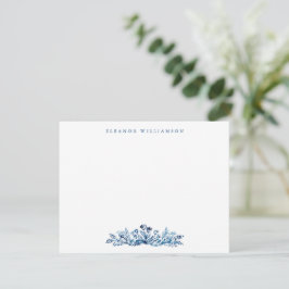 Minimalist Indigo Blue Ink Botanical Baby Shower Dankeskarte