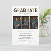 Minimalist Industrial Textured B&W Grad 3-Photo Einladung (Stehend Vorderseite)