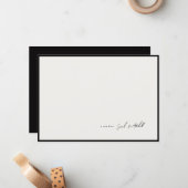 Minimalist Ink Black Border Personalized Script Mitteilungskarte (Vorderseite/Rückseite Beispiel)