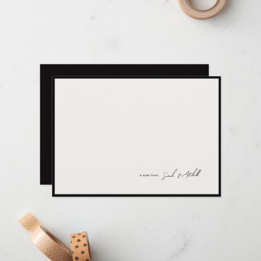 Minimalist Ink Black Border Personalized Script Mitteilungskarte (Vorderseite/Rückseite Beispiel)