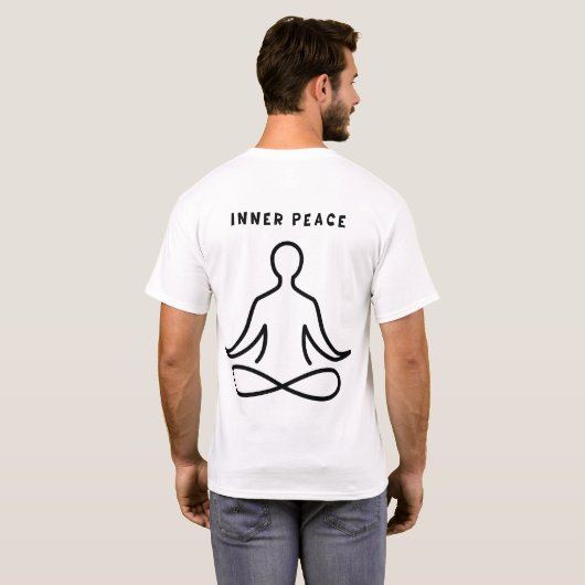 Minimalist Inner Peace Yoga Line Art T-Shirt (Schwarz voll)