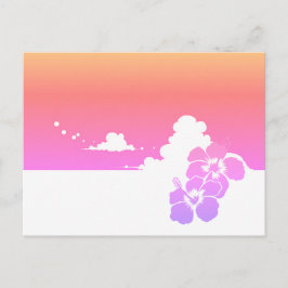 Minimalist Ipanema Beach Hibiscus & Summer Clouds Postkarte