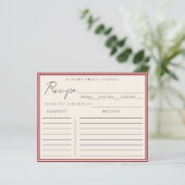 Minimalist Italian Red Bridal Shower Recipe Card (Stehend Vorderseite)