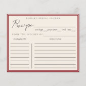 Minimalist Italian Red Bridal Shower Recipe Card (Vorderseite)