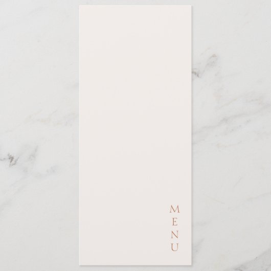 Minimalist Ivory Copper Script  Wedding  Menükarte (Vorderseite)