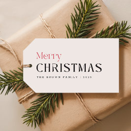 Minimalist Ivory Cream Family Christmas Gift Tag Geschenkanhänger