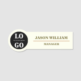 Minimalist Ivory Custom Logo Employee  Namensschild