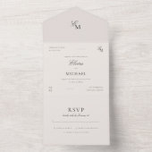 Minimalist Ivory Editorial Wedding All In One Einladung (Innen Boden)