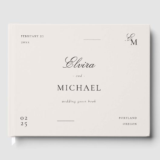 Minimalist Ivory Editorial Wedding Gästebuch (Vorderseite)