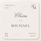 Minimalist Ivory Editorial Wedding Rechteckiger Pappuntersetzer (Vorderseite)