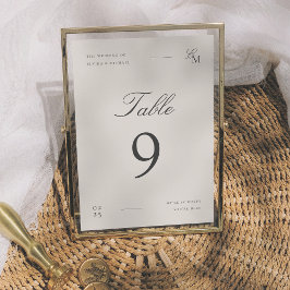 Minimalist Ivory Editorial Wedding Table Number Tischnummer