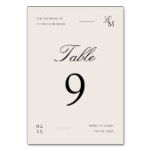 Minimalist Ivory Editorial Wedding Table Number Tischnummer (Rückseite)