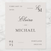 Minimalist Ivory Editorial Wedding Weinetikett (Einzelnes Label)