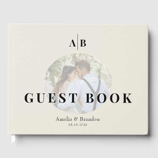 Minimalist Ivory Photo Wedding Gästebuch (Vorderseite)