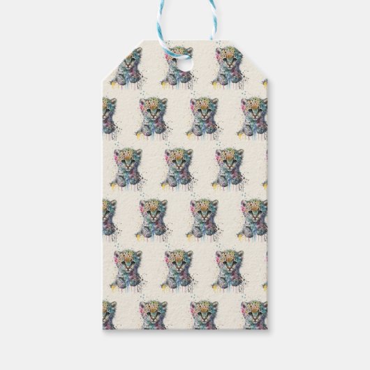 Minimalist Ivory Watercolor Leopard Pattern Geschenkanhänger (Vorderseite)