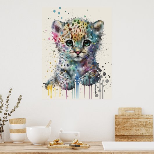 Minimalist Ivory Watercolor Leopard Pattern Poster (Küche)