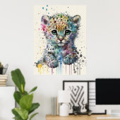 Minimalist Ivory Watercolor Leopard Pattern Poster (Heimbüro)