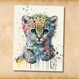 Minimalist Ivory Watercolor Leopard Pattern Postkarte