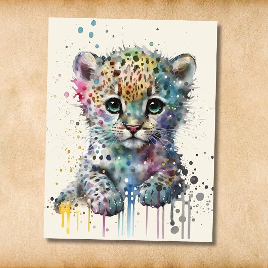 Minimalist Ivory Watercolor Leopard Pattern Postkarte