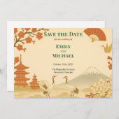 Minimalist Japanese Cherry Blossom Save the Date (Vorne/Hinten)