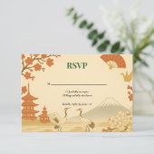 Minimalist Japanese Cherry Blossom Wedding RSVP  (Stehend Vorderseite)