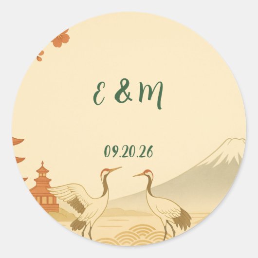 Minimalist Japanese Cherry Blossom Wedding Sticker (Vorderseite)