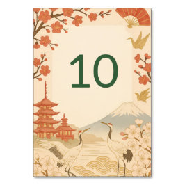 Minimalist Japanese Cherry Blossom Wedding Table Tischnummer